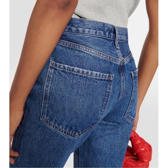 AGOLDE 90s High Rise Medium Wash Denim Button Fly Ankle Crop Straight Jeans 27 - Picture 6 of 13